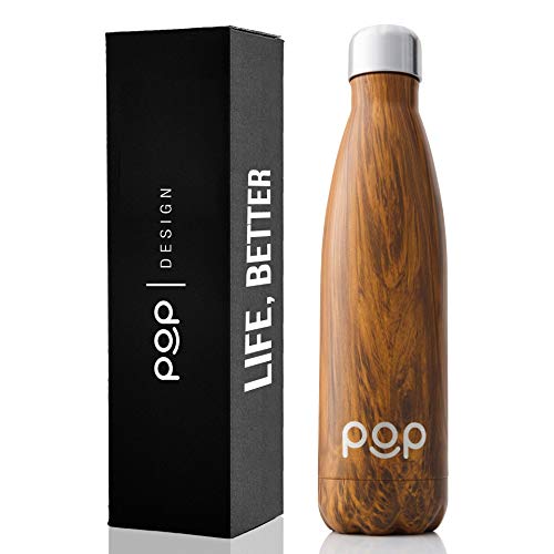 POP Design Botella de Agua, Mantiene Bebidas frías por 24h y Calientes por 12h, Acero Inoxidable con Aislamiento en vacío, Tapón Anti Goteo y Anti Sudor, Libre de BPA, 750 ML, Zebrana