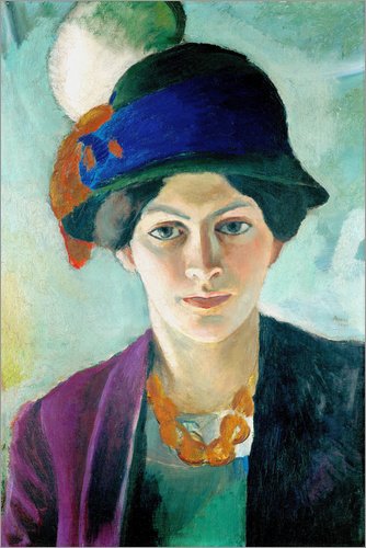 Posterlounge Lienzo 40 x 60 cm: Elizabeth in a Hat de August Macke - Cuadro Terminado, Cuadro sobre Bastidor, lámina terminada sobre Lienzo auténtico, impresión en Lienzo