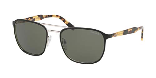 Prada 0PR 75VS Gafas de sol, Top Matte Black On Silver, 56 para Hombre