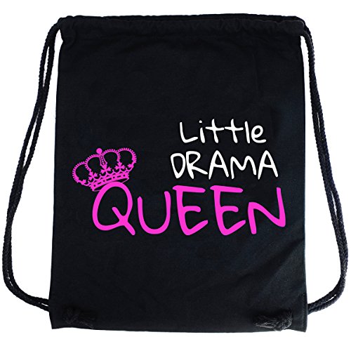 PREMYO Bolsa de Cuerdas Saco de Gimnasio Deporte Mochila Mujer Hombre con Dicho Impresión Drama Queen Práctico Cómodo Cordón Robusto Algodón Negro