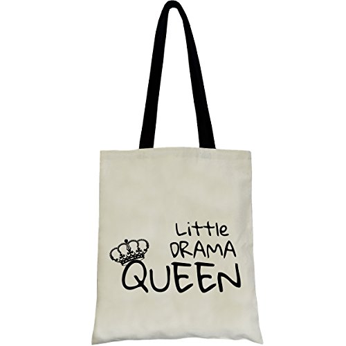 PREMYO Bolsa de la Compra Reutilizable Tela Bolso Tote Shopping para Mujer Asas Largas Impresión Drama Queen Práctico Cómodo Robusto Algodón Natural