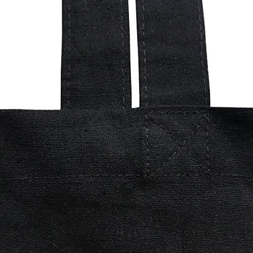 PREMYO Bolsa de la Compra Reutilizable Tela Bolso Tote Shopping para Mujer con Asas Largas Impresión Drama Queen Práctico Cómodo Robusto Algodón Negro