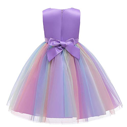 Princesa Niñas Vestir Ropa Disfraces Halloween Niños Malla Vestidos Faldas Trajes Flor-púrpura_130cm