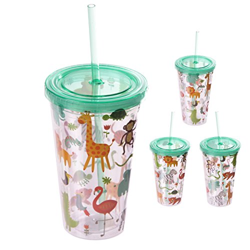 Puckator Niños – Vaso con Tapa y Pajita Zoo Animales