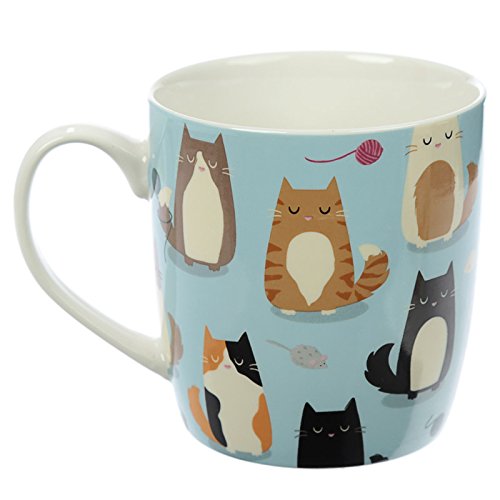 Puckator Taza de Porcelana China, diseño de Gato, Ceniza de Hueso, Mixto, Height 9cm Width 12cm Depth 8.5cm