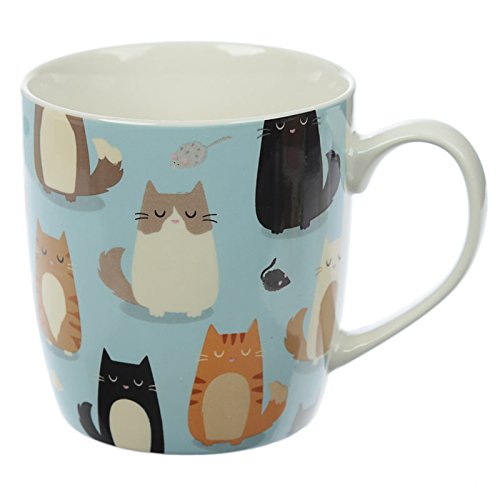 Puckator Taza de Porcelana China, diseño de Gato, Ceniza de Hueso, Mixto, Height 9cm Width 12cm Depth 8.5cm