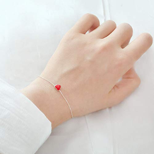 Pulsera Silver Was Skin White Red Drop Glaze Mini Love Beans Pulsera South Female Modelos para