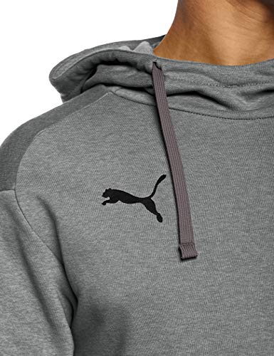 PUMA LIGA Casuals Hoody Sweatshirt, Hombre, Medium Gray Heather-Puma Black, S