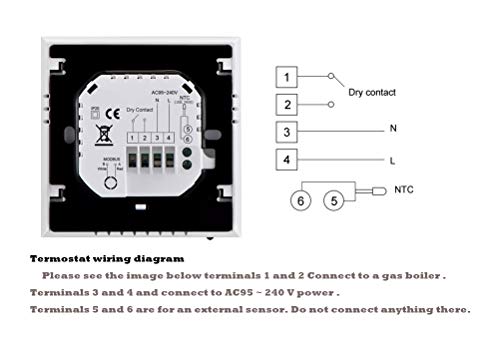 Qiumi Termostato Wifi para calefacción individual de calderas de gas/agua funciona con Amazon Alexa, Google Home IFTTT, Contacto seco, 5A 95~240V AC