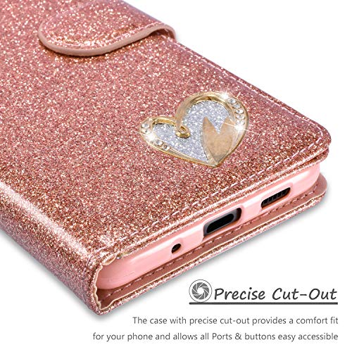 QLTYPRI - Funda con tapa para Samsung Galaxy S20, diseño de corazón, oro rosa, Samsung Galaxy S20 Ultra