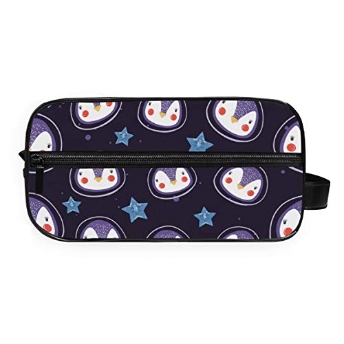 QMIN - Neceser portátil con diseño de pingüinos, pájaros, astronautas, Estrellas, Bolsa de Viaje, multifunción, Bolsa de Maquillaje, Bolsa de Almacenamiento para niños, niñas, Mujeres, Hombres