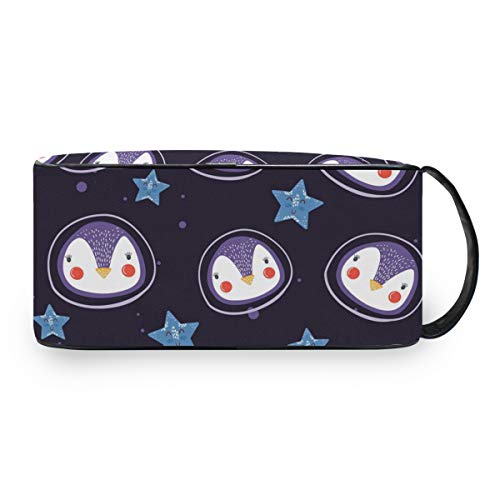 QMIN - Neceser portátil con diseño de pingüinos, pájaros, astronautas, Estrellas, Bolsa de Viaje, multifunción, Bolsa de Maquillaje, Bolsa de Almacenamiento para niños, niñas, Mujeres, Hombres