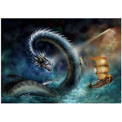 QQDSB Dragón de Agua en el Mundo de la fantasía póster de Arte de Pared póster Lienzo Pintura decoración del hogar imágenes Impresas en Lienzo -20x28 Pulgadas sin Marco 1 Piezas