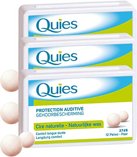 Quies – Bolas de protección auditiva de cera natural – lote de 3 cajas de 24 bolas (3)