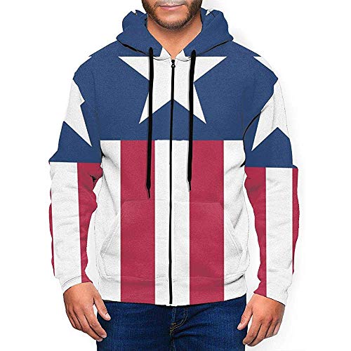 Ralapmill Sudadera con Capucha de la Bandera de EE. UU. Sudadera de Felpa con Capucha y Cremallera Completa para Hombre Sudadera con Capucha Suave M