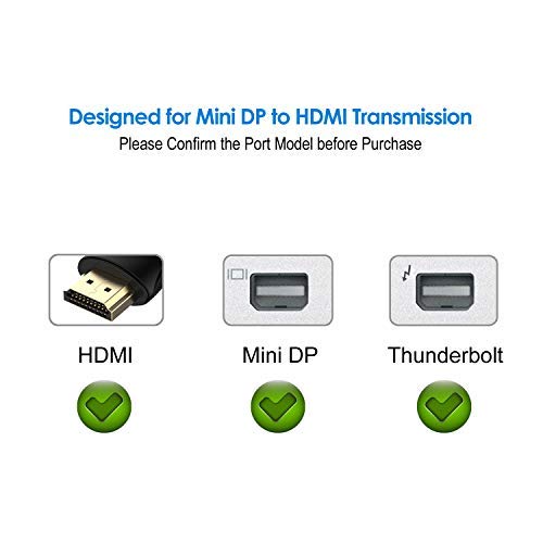 Rankie Adaptador Mini Displayport (Mini DP) (Thunderbolt) a HDMI, 4K Convertidor, Negro