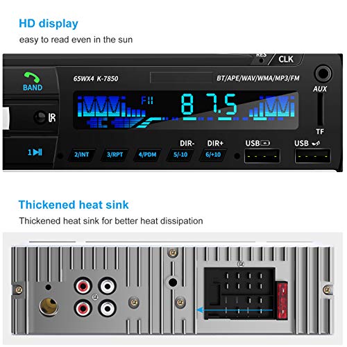 RDS Autoradio Bluetooth Manos Libres, CENXINY 4 x 65W Radio de Coche Bluetooth 5.0 LCD con Reloj, Soporte USB/AUX en FM/Am / MP3 / WMA/WAV/MPE/RDS Radio de Coche Estéreo