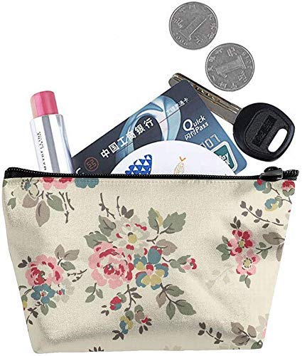 Regalo ideal – Happy Camper Rosa Retro Flamingo Camping Multifunción Trapezoidal Bolsa de almacenamiento Bolsa de cosméticos pequeña bolsa de maquillaje neceser portátil bolsa de viaje con cremallera