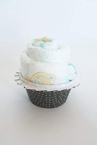 Regalo Original para Recién Nacidos | Caja de Cupcakes hechos con Pañales DODOT | Baby Shower Gift Idea | Obsequio para bautizo | Recuerdo para Invitados | Regalo para Bebé | Color Neutro, UNISEX, para Niños/Niñas