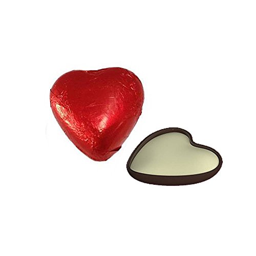 Regalo para bodas con miniaturas de Aceite de Oliva y Vinagre de Jerez D.O. con bombones corazón de chocolate en bolsa de organza (Pack 24 ud)