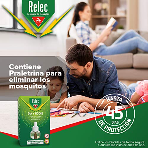 Relec Día y Noche - Recambio Antimosquitos Eléctrico Líquido - 45 noches de protección - Sin fragancia - 35 ml