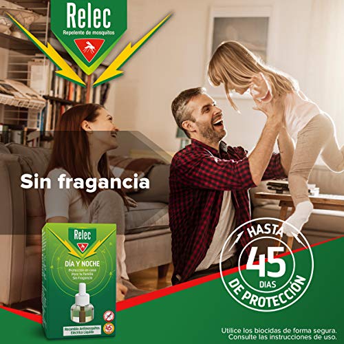 Relec Día y Noche - Recambio Antimosquitos Eléctrico Líquido - 45 noches de protección - Sin fragancia - 35 ml