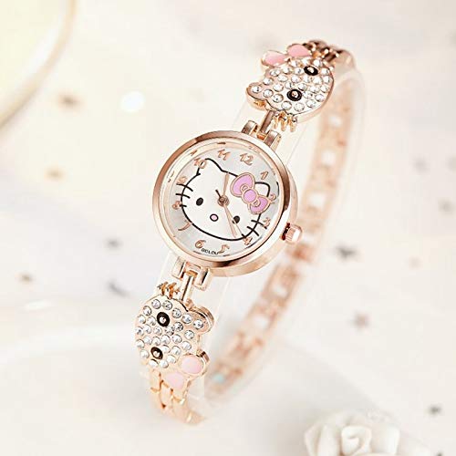 Reloj Niño XYBB Relojes para niños Pulsera Encantadora de Dibujos Animados Estudiante Lindo Bling Bling Crystal Diamond Watc Blanco