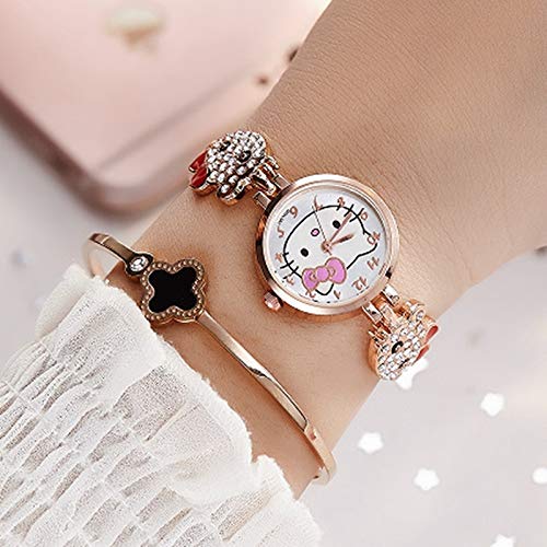 Reloj Niño XYBB Relojes para niños Pulsera Encantadora de Dibujos Animados Estudiante Lindo Bling Bling Crystal Diamond Watc Blanco