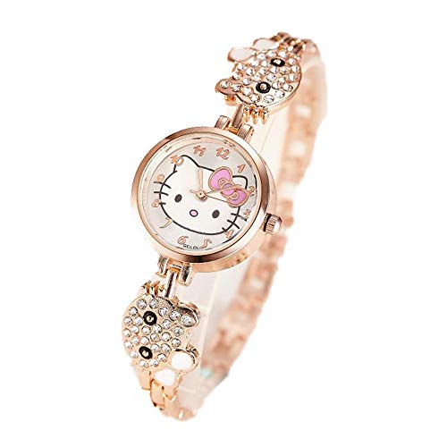 Reloj Niño XYBB Relojes para niños Pulsera Encantadora de Dibujos Animados Estudiante Lindo Bling Bling Crystal Diamond Watc Blanco