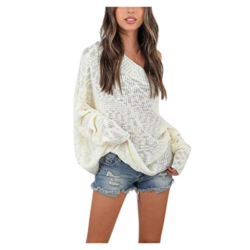 ReooLy Sueter de Lana, Sudadera con Capucha Holgada para Mujer, Cuello Redondo, Estampado de Girasol, Manga Larga(Blanco，S)