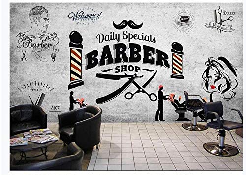 Retro Hair Salon Trendy Hairstyle Beauty Salon Barber Shop Background Wall-430Cmx300Cm