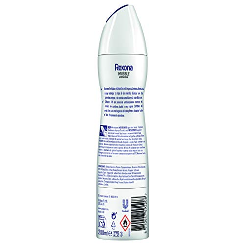 Rexona Desodorante Antitranspirante Invisible On Black&White Clothes - Pack de 6 x 200 ml (Total: 1200 ml)