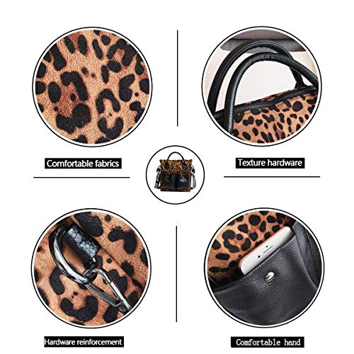 RFVBNM Elegante Leopardo Bolso de Gran Capacidad Bolso Femenino Peludo Bolso de un Solo Hombro Bolso Especial, Caqui