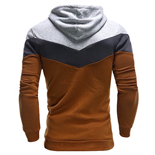 riou Sudadera con Capucha para Hombre Otoño Casual Color Sólido Camiseta de Manga Larga Chaqueta Hoodie Abrigo (Coffee, M)