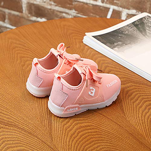 Riou Zapatos para niños niñas Original Zapatos Ligeros con Flash LED Zapatos Deportivos Luminoso y Suave Deporte Sandalias Malla Tejida voladora Antideslizantes Zapatos de Princesa