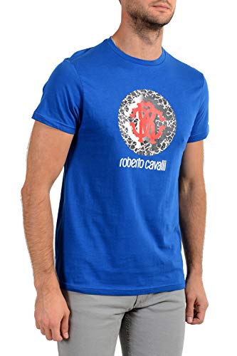 Roberto Cavalli HSH01T - Camiseta de manga corta para hombre Blue Bluette L