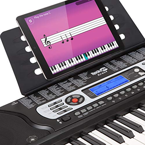 RockJam RJ654 - Teclado Electrónico Portátil de 54 Teclas con Pantalla LCD Interactiva e Incluye la Aplicación de Enseñanza Piano Maestro con 30 canciones