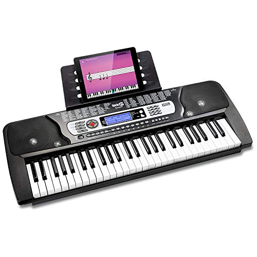 RockJam RJ654 - Teclado Electrónico Portátil de 54 Teclas con Pantalla LCD Interactiva e Incluye la Aplicación de Enseñanza Piano Maestro con 30 canciones