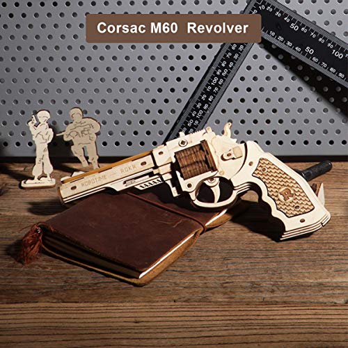 ROKR Puzzle de Madera 3D | Kit de Montaje de Pistola | Monta tu Pistola Que Dispara Gomas para Niños y Adultos (Corsac M60)