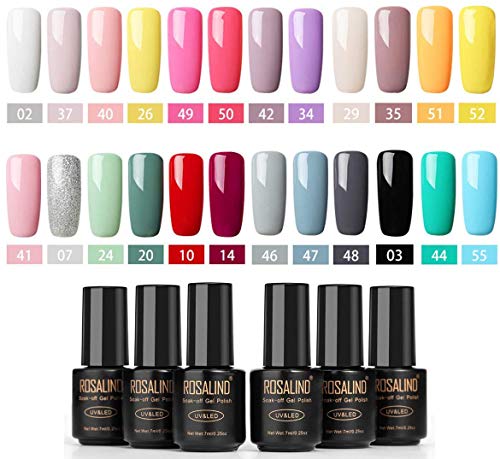 ROSALIND Gel Esmalte de uñas 24 colores Set Semi permanente Barniz Remojo Nail Art Design Kit 7ml