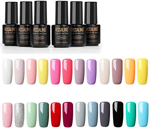 ROSALIND Gel Esmalte de uñas 24 colores Set Semi permanente Barniz Remojo Nail Art Design Kit 7ml