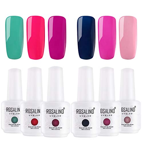 ROSALIND gel esmalte de uñas esmalte conjunto Soak Off UV LED Lacado de la lámpara 6 paquetes 15 ml