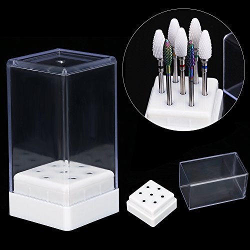 Rotekt 7 hoyos Nail Drill Heads Bits Holder Organizador Contenedor de la caja para el cabezal de esmerilado de uñas Display