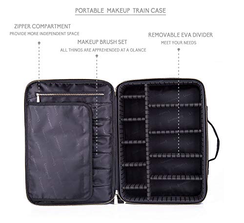 ROWNYEONROWNYEON Bolsa de Maquillaje Extraíble en el Interior Neceseres de Viaje Maquilladora bolsa de Maquillaje Organizador de Maquillaje EVA/Maletín para Maquillaje (Nero Media)