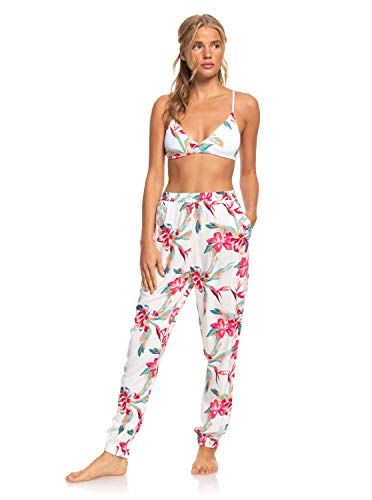 Roxy Easy Peasy - Pantalón De Playa Elástico para Mujer Pantalón De Playa Elástico, Mujer, Bright White Tropic Call s, S