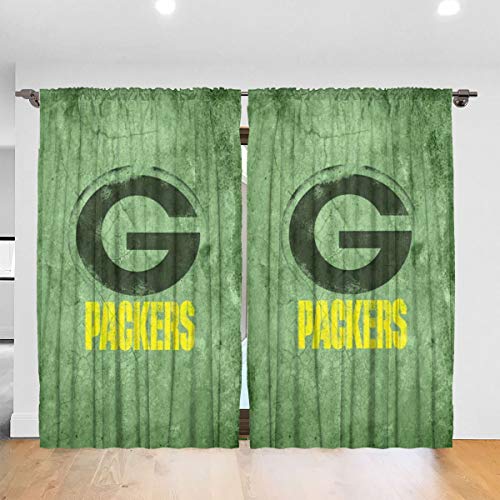 RWNFA Gree-nbay Pac-KERS Blackout Window Curtain Panels 54" W x 84" L Light Blocking Rod Pocket Window Treatment Drapes for Home Decor 2 Panels