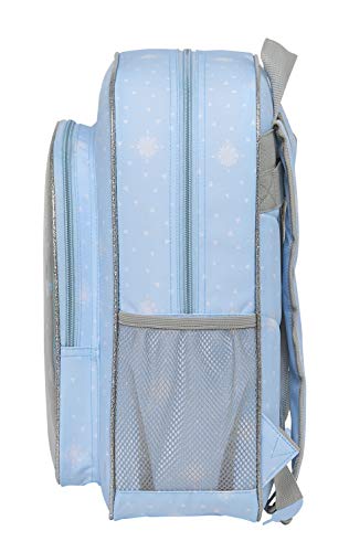 Safta 612015640 Mochila junior niña adaptable carro Frozen II, Azul Claro/ Plata