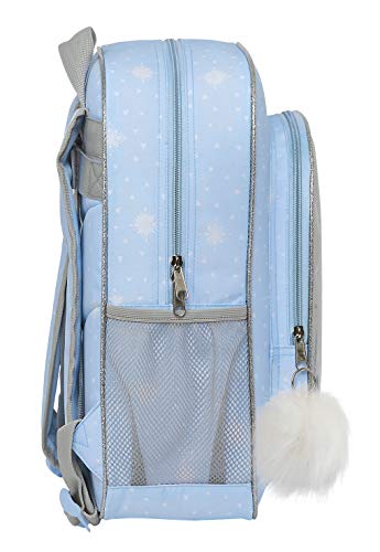 Safta 612015640 Mochila junior niña adaptable carro Frozen II, Azul Claro/ Plata