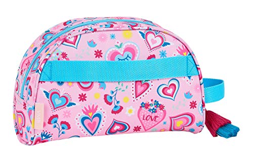 safta 812036332 Neceser, Bolsa de Aseo Adaptable a Carro, niña Vicky Martín Berrocal, Rosa (Corazones Multicolor)