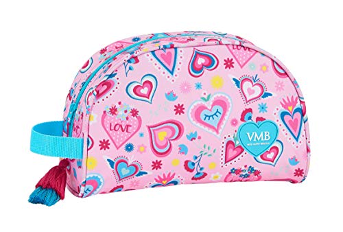 safta 812036332 Neceser, Bolsa de Aseo Adaptable a Carro, niña Vicky Martín Berrocal, Rosa (Corazones Multicolor)